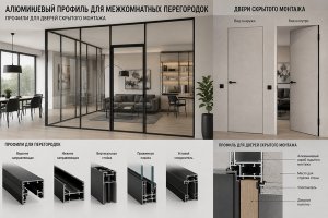 Алюминиевый профиль для межкомнатных перегородок и двери скрытого монтажа: особенности, преимущества и применение