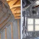 installation of foil vapor barrier in the attic and bathhouse